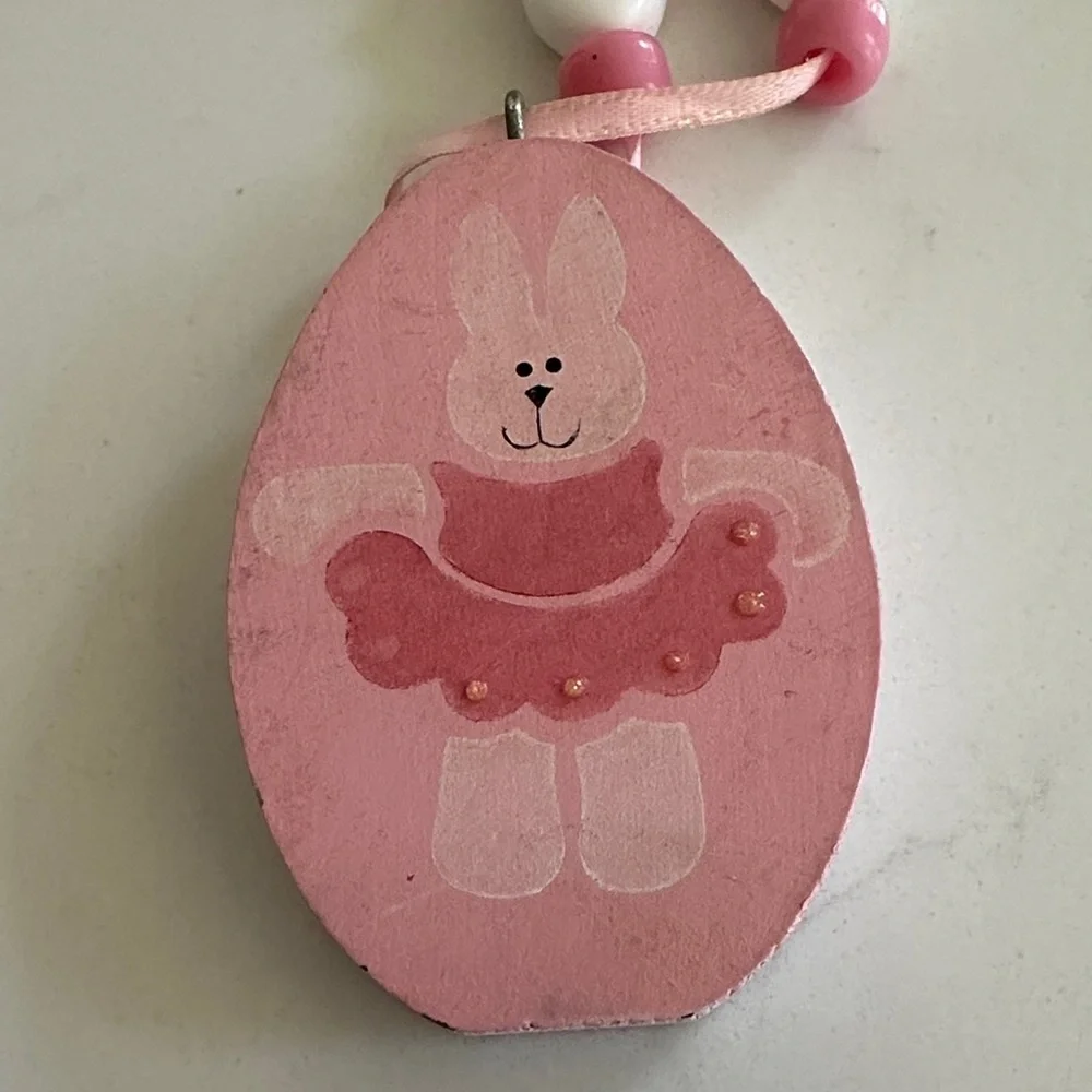 2 for $10🎁Adorable Hand Painted Pink Ballerina Bunny Pendant Necklace